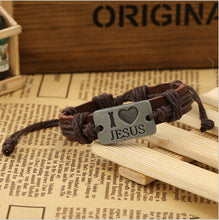 I Love Jesus Leather Bracelet