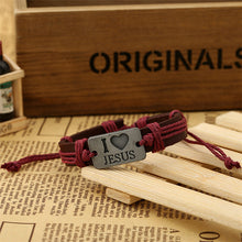 I Love Jesus Leather Bracelet