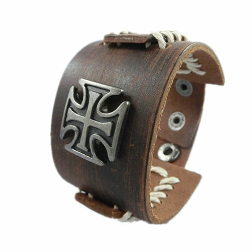 Jesus Cross leather bracelet for men